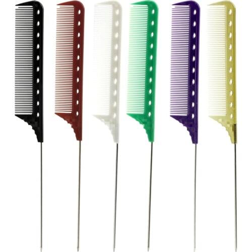 9 Pcs/Lot Stainless Steel Rat Tail Comb 6 Colors Pro Hairdresser Hairstyling Comb Hairdressing Barber Cutting Tools In Resin