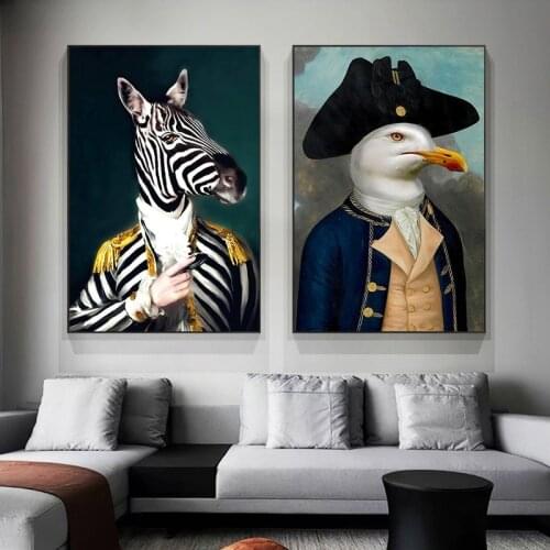 Abstract Zebra in Military Uniform Canvas Paintings On the Wall Art Posters And Prints Funny Art Animals Picture Home Decoration