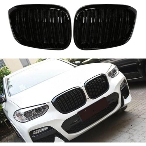 Car Glossy Black Front Hood Kidney Grille Anti-Insect Net Mesh Grill for BMW X3 G01 X4 G02 2018-2021