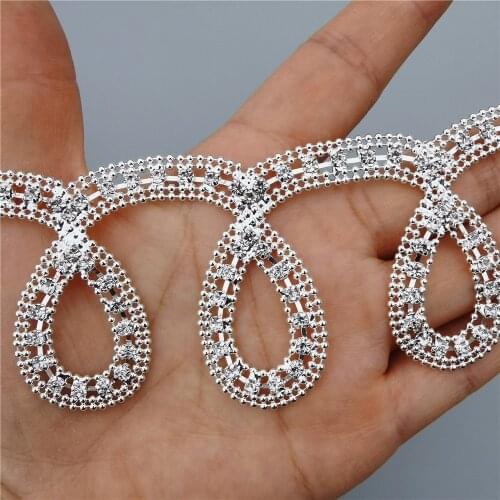 Rhinestone Crystal Chain Bling Diamante Silver Beaded Metal Collar Trim Crystal Bridal Wedding Dress Necklace Decoration 4.7cm