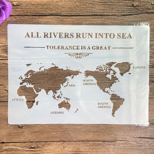 CraftArtGo DIY world map Stencils Painting Scrapbook Coloring Cake decorating sugar powder sieve printing mold printing table