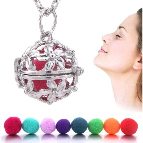 Flower Aromatherapy Diffuser Necklace Pendant Jewelry Hollow Cage Box Diffuser Locket Pendants Perfume Essential Oil Jewelry