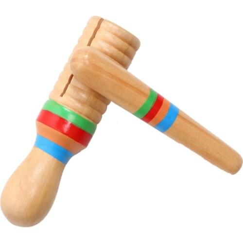 1Set Wooden Musical Instrument Children Kid Toys Sound Tube Small Single-threaded Ring Percussion Cylinder Croak Frog Barrel