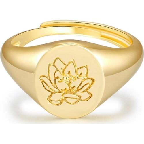 Girl Minimalist Ring Antique Yellow Gold Opening Adjustable Ring Vintage Tree of Life Flower Rings For Women Men Wedding Jewelry