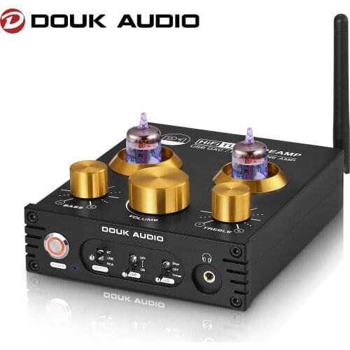 Douk Audio P1 HiFi Vacuum Tube Preamp Bluetooth 5.0 Audio Receiver USB DAC Headphone Amp APTX