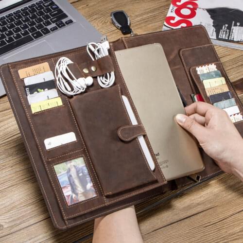 Elisona Vintage Genuine Leather Padfolio Portfolio Case Holder with Buckle for iPad Pro 10.5" A1701" A1709 A1980 A2013 A1934