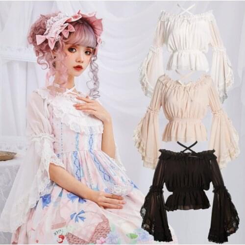 Halloween Costume Pirate Women Medieval Renaissance Gothic Colonial Vampire Peasant Shirt Off-Shoulder Lolita Plus Size Blouse