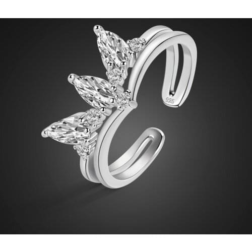 High Quality 100% 925 Sterling Silver Adjust Rings For Women Party Elegant Luxury Jewelry New Fashion Inlay Zircon Ring Gift