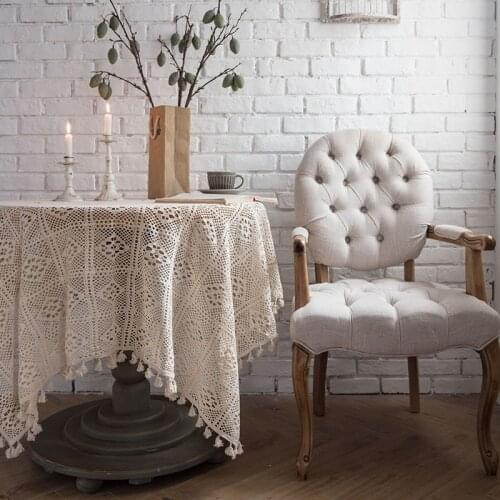 Wedding Table Cloth Crochet Round & Rectangular Table Cloth Embroidery Tablecloth Christmas Dinning Table Cover