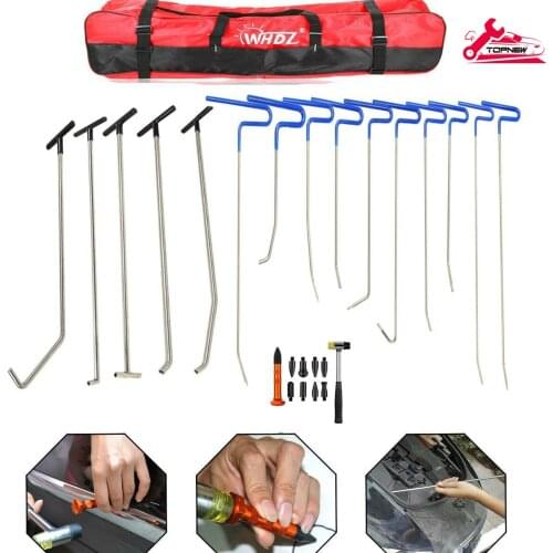 Car Body Paintless Repair Removal Hook Rods Dent Puller Repair Starter Set Kits for Car Hail Damage and Door Dings Repair
