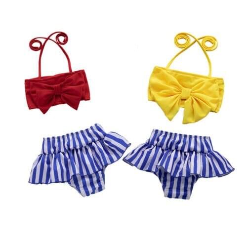 Girl Baby Swimwear 2pcsToddler Kids Baby Girls Bow Tankini Bikini Swimwear Swimsuit Bathing Suit Beach