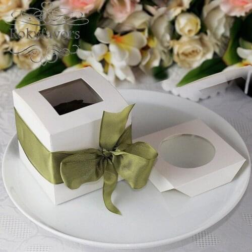 50PCS 9x9x9cm Square White Cupcake Boxes w/ Paper Insert Wedding Favors Event Party Favors Sweet Baking Package