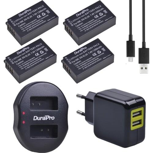 7.4V 1200mAh EN-EL20 ENEL20 Li-on Camera Battery +USB Dual Charger + Adapter For Nikon 1 J1 J2 J3 S1 Coolpix A1 AW1 P1000 Camera