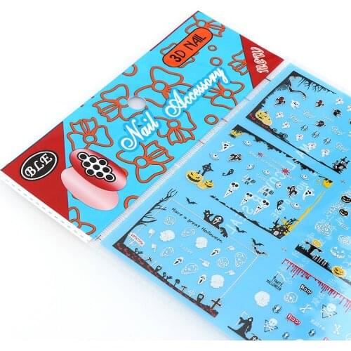 12pcs Halloween Nail Stickers Pumpkin lanterns Black Cats Witches Zombies Halloween Nail Art Decorations Stickers DK967