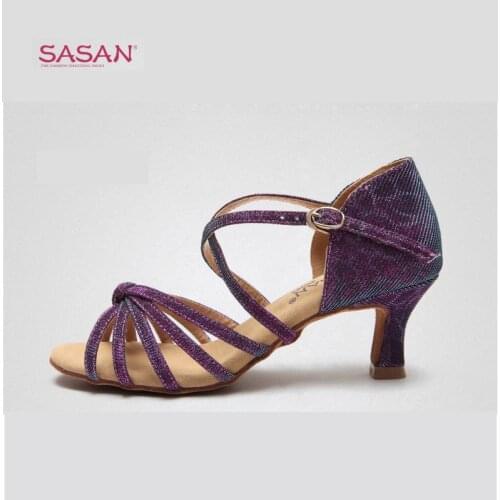 Latin Dance Shoes Female Adult Shoes Little Childrens Chameleon Cloth High-End High-Heeled Spring Summer S-111 HEEL 5.5 CM HOT