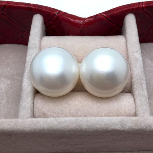 CHARMING GENUINE RARE 13-14MM PERFECT WHITE PEARL EARRING