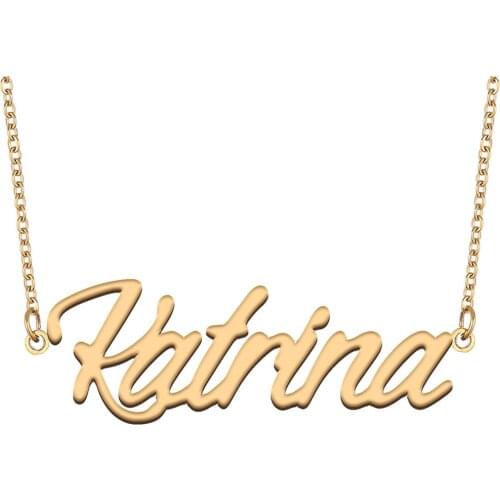 Katrina Name Necklace for Women Stainless Steel Jewelry 18k Gold Plated Nameplate Pendant Femme Mother Girlfriend Gift