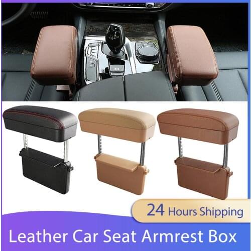 PU Leather Car Seat Armrest Box Auto Center Console Pad Cover Protector With Car Seat Gap Storage Box Universal Car Accessories