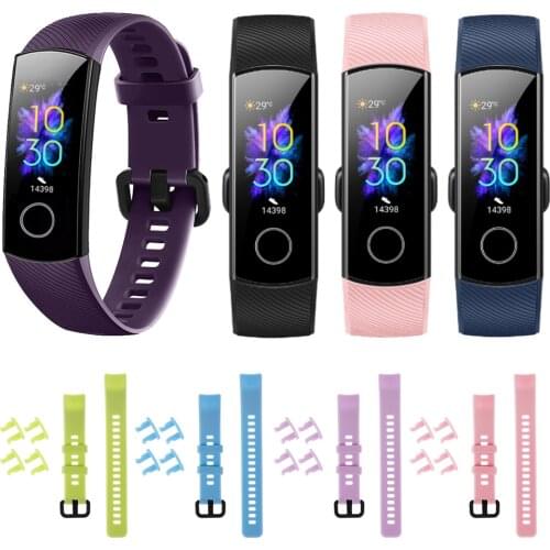 1PC Hot Sale Colorful Soft Silicone Watch Band Replacement Bracelet Strap For Honor Band 5 Wristbands Sports Watch Band