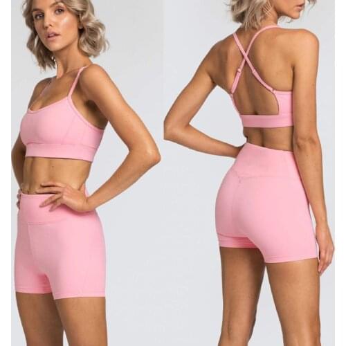 2 PCS Sports Suits Energy Sportswear Fitness Women Sports Bra + High Waist Shorts Gym Workout Clothes Soft Yoga Set