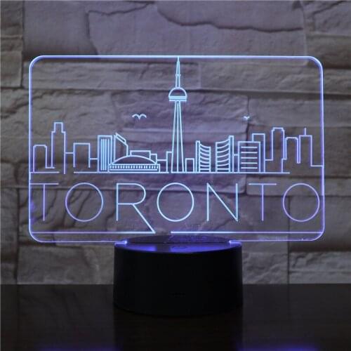 Usb 3d Led Night Light City Toronto Atmosphere Lamp Decoration RGB Kids Baby Gift Famous Buildings Table Lamp Bedside 2422