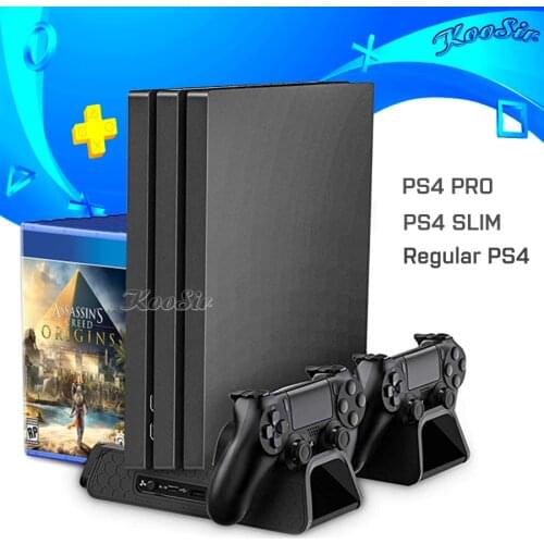 PS4 Slim PRO Vertical Stand Cooling Fan Cooler Dual Joystcik Charger Charging Station Games Holder for Playstation 4 PS 4 Pro