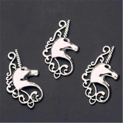 WKOUD 8pcs Silver Plated Unicorns Charms Alloy Pendants For Earrings Necklace DIY Retro Jewelry charm Handmade A930