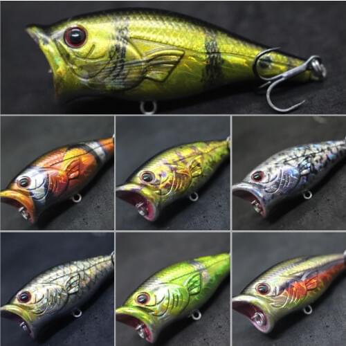 WLure 6cm 10.5g Zigzag Walking Popper Large Open Mouth Make More Water Splash Fresh Water Bass Lure Lifelike Colors HT626