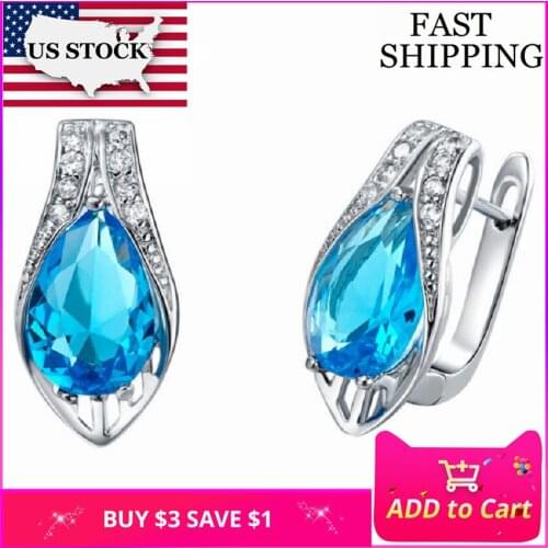 US STOCK Uloveido Womens Earings Cubic Zirconia Stud Earrings with Stones Silver Color Earring Gifts Brincos Bijouterie R419