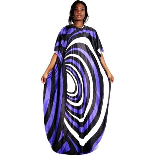 2020 Bohemian Printed Plus Size O-neck Batwing Sleeve Dress Women Stripe Loose Summer African New Fashion