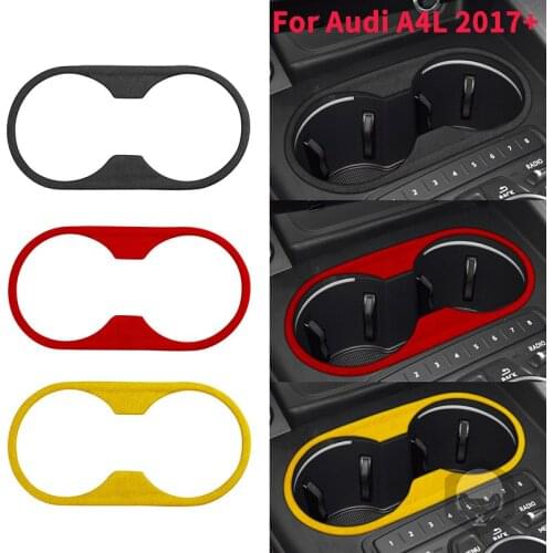 1PCS Suede Central Control Water Cup Panel Decoration Frame Cover Sticker for Audi A4L 2017-2021 Car Interior Styling