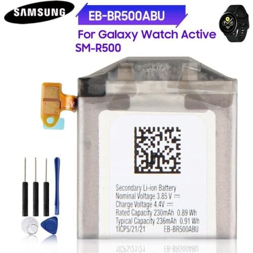 100% Original Battery EB-BR500ABU for Samsung Galaxy Watch Active SM-R500 R500 Samsung Active Replacement Battery 236mAh