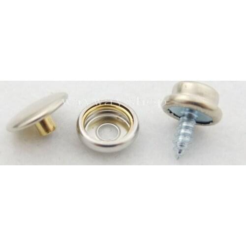 100 pcs 5/8'' 15mm Screw Stud Stainless Cap Sockets Snap Dot Fasteners Canopies