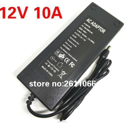 12V10A New AC 100V-240V Converter power Adapter DC 12V 10A Power Supply EU/US/UK Plug DC 5.5*2.5mm LED light power adapte