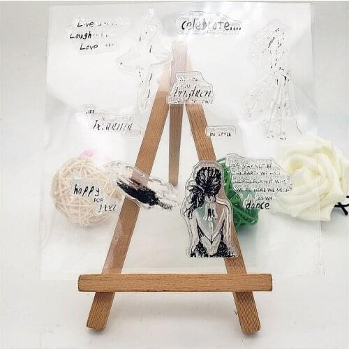 13x13CM Elegant Girl Clear Stamps Transparent Seal Silicone Seal TPR Christmas Wedding Roller Stamps DIY Scrapbook Album Card