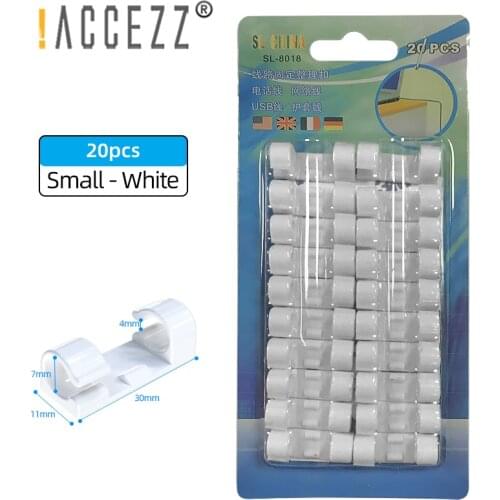 !ACCEZZ 20pcs Self-Adhesive Cable Organizer Wire Winder Clip Fixer Holder Management Power Cords Lines USB Cables Winder Sleeve