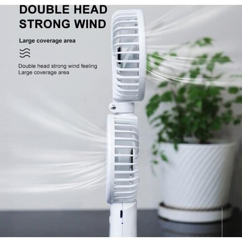 2021 new portable hand-held fan office desktop multifunctional folding double-headed small electric fan with a neck