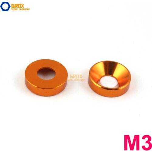 30 Pieces M3 Orange Aluminum Washer Countersunk Flat Head Screw Washer