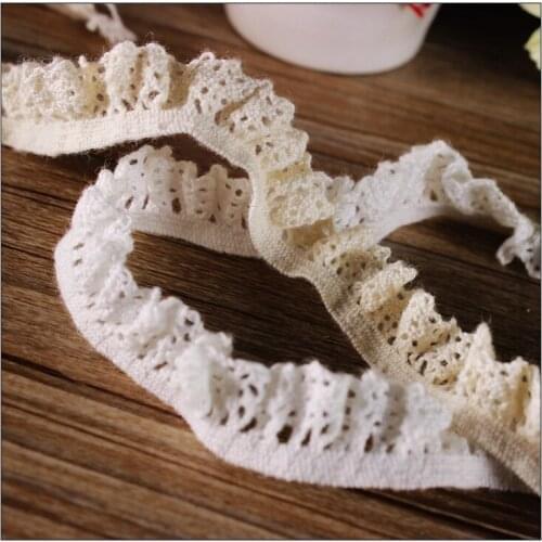30Yards 100% Cotton Lace 15mm Width Exquisite Elastic Stretch Lace Trim Handmade Crochet Ruffle Lace Socks Edge Decoration