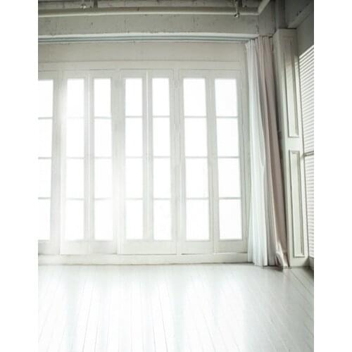 5x7ft Wooden Floor White Room Windows Photography Backdrops Photo Props Studio Background