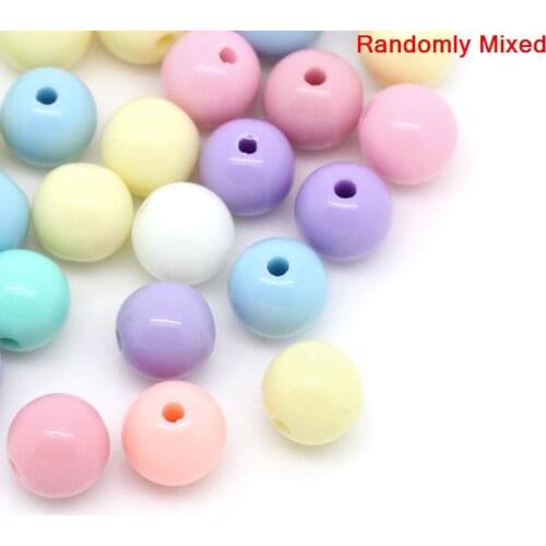 Acrylic Spacer Beads Round Pastel At Random Color 8mm( 3/8") Dia,Hole:Approx 1.6mm,75PCs new