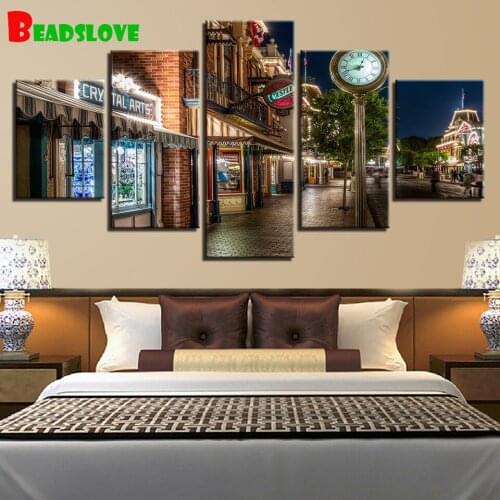 Diamond embroidery 5 Panel New York Street Night 3d painting diamond painting square diamond mosaic cross stitch Home Decoration