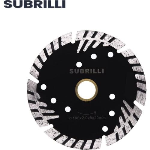 SUBRILLI 4 Inch 1PC Diamond Saw Blade Granite Stone Cutting Segmented Turbo Teeth Slant Protection Concrete 105mm Cutting Disc