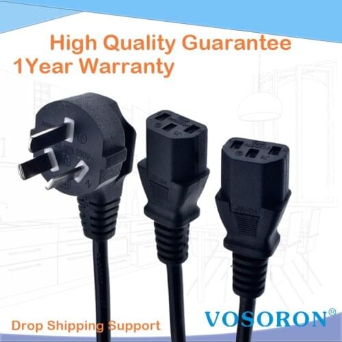 Australia Inlet 3Pin Male plug to Dual C13 Female Y Splitter Adapter Cable Cord 180cm,Australia to 2ways IEC 320 C13