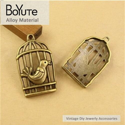 BoYuTe (30 Pieces/Lot) 22*35MM Antique Bronze Alloy Hollow Big Birdcage Charm Pendant Jewelry Making Pendant Diy Handmade Craft