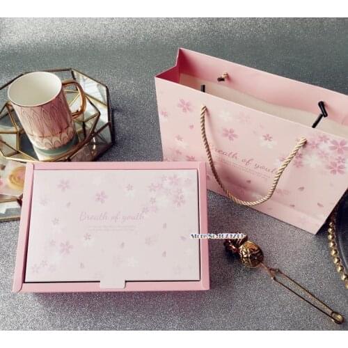 Pink Cherry blossoms paper cake box.flower Design Paper Box Cookie Macaron Chocolate Christmas Birthday Party Gifts Packaging