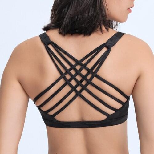 ABS LOLI Sexy Crisscross Straps Workout Sports Bras For Women Padded Push Up Fitness Yoga Bra Tops Shockproof Running Sport Bra