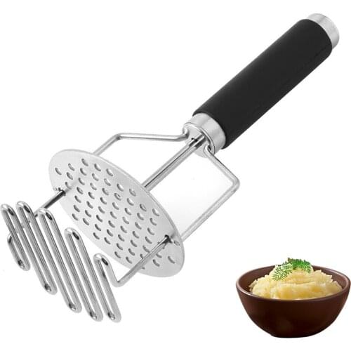 Double-layer Retractable Stainless Steel Potato Press Household Vegetable Potato Masher Baby Food Supplement Kitchen Gadget Tool