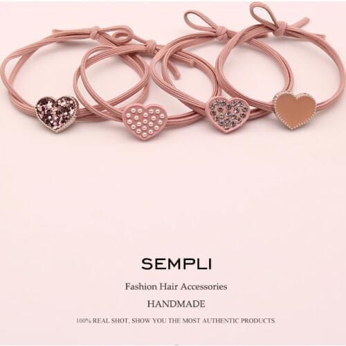 Pink Sequins Heart Bear Star Pentagram Dog Elastic Hair Accessories for Women Girls Elastic Hair Band Children Rubber Band Hot