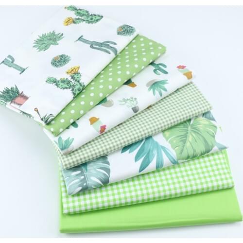 160cm*50cm cotton cloth GREEN cartoon cactus dots check fabrics for DIY baby sewing bedding cushion apparel patchwork fabric